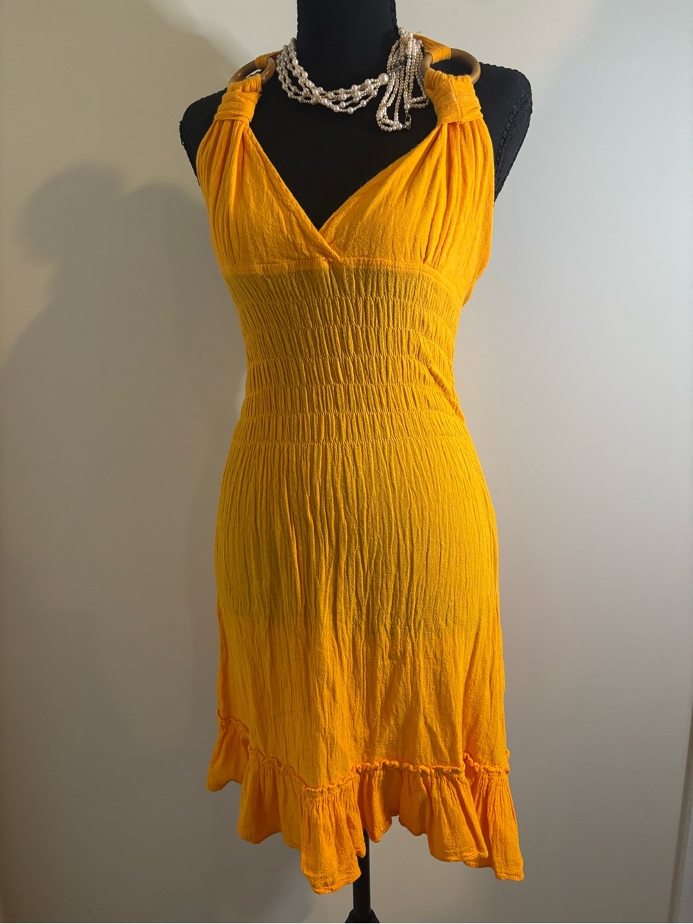 Sleeveless V-Neck Midi Dress in Vibrant Yellow